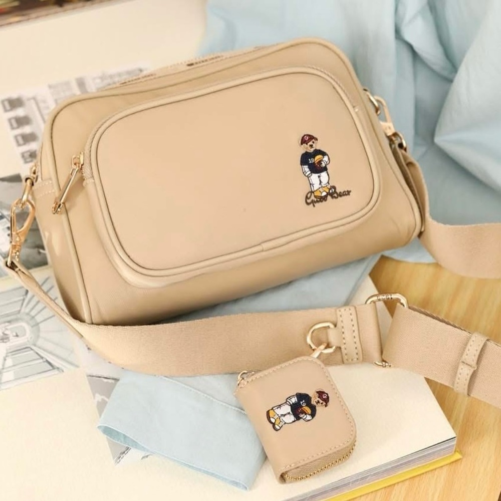 Beige Crossbody Bag with Cartoon Design